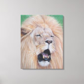 野生生物絵を描のライオンの躍動する大きな猫アート キャンバスプリント (正面)