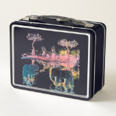 野生生物絵画のゾウ・キリンパーソナライズされた メタルランチボックス (裏面)