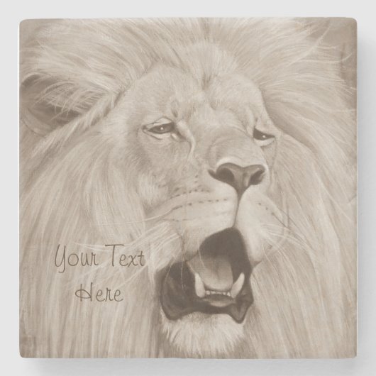 野生生物絵画のライオンの轟音大きな猫 ストーンコースター (正面)