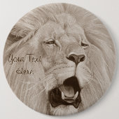 野生生物絵画のライオンの轟音大きな猫 缶バッジ (正面)