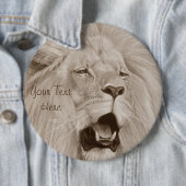 野生生物絵画のライオンの轟音大きな猫 缶バッジ (インサイチュ)