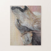 野生生物絵画の灰色の狼の遠吠え ジグソーパズル (縦)