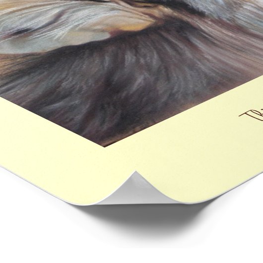 野生生物絵画の灰色の狼の遠吠え ポスター (角)