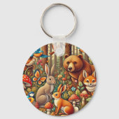 野生生物鮮やかが集まる森の風景 キーホルダー (裏面)