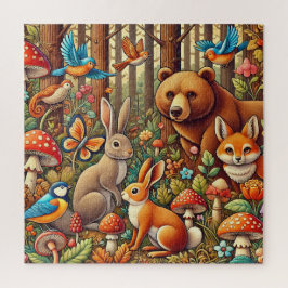 野生生物鮮やかが集まる森の風景 ジグソーパズル