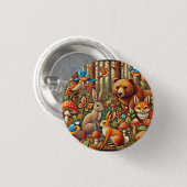 野生生物鮮やかが集まる森の風景 缶バッジ (正面&裏面)