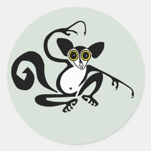 野生生物 – グラフィックAYE-AYE - Primate - Lemur ラウンドシール (正面)