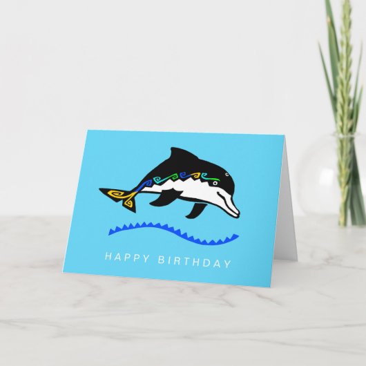 野生生物 – グラフィックDOLPHIN -自然-海ブルー カード (正面)
