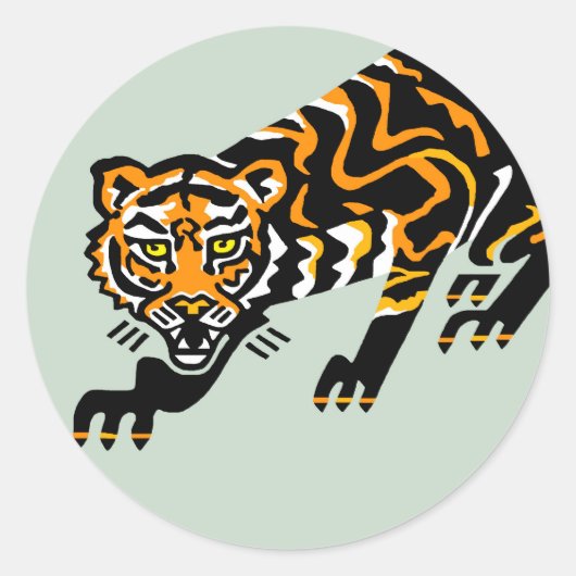 野生生物 – グラフィックTIGER – 動物活動家 – 緑 ラウンドシール (正面)