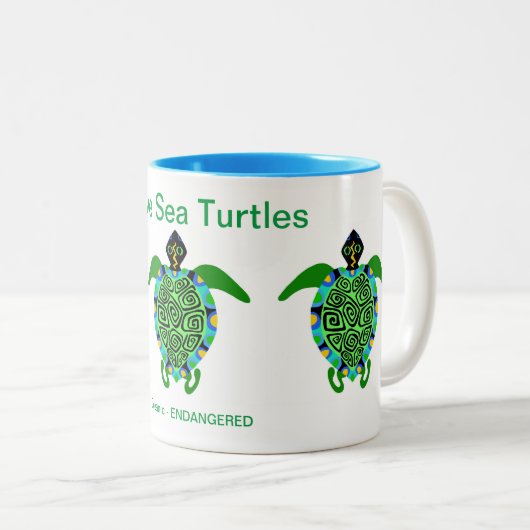 野生生物 – 救ウミガメ-動物愛好家- ツートーンマグカップ (正面右)