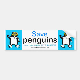 野生生物 – 救 PENGUINS – 絶滅危惧動物 – 青 バンパーステッカー