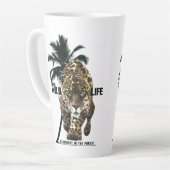 野生生物、森の冒険Tシャツボタン カフェラテマグ (左アングル)