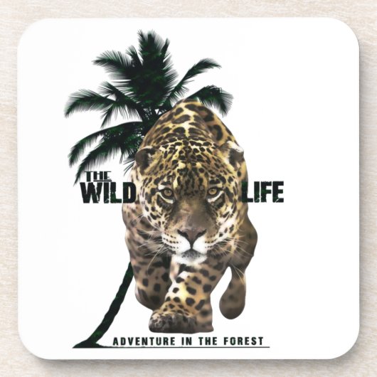 野生生物、森の冒険Tシャツボタン コースター (正面)