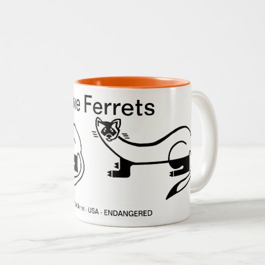 野生生物 – 私はフェレットを愛する – 動物愛好家-自然 ツートーンマグカップ (正面右)