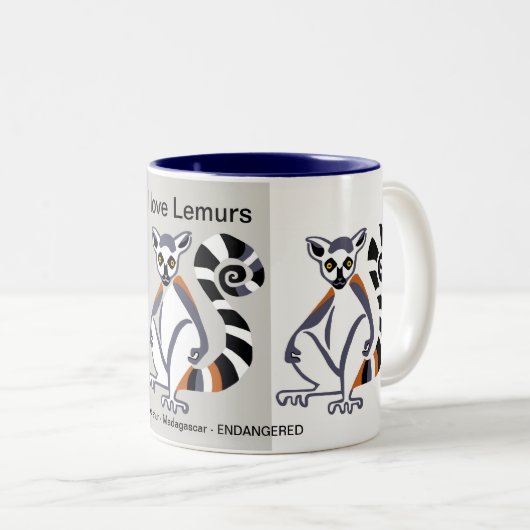 野生生物 – 私はLEMURSを愛している – 自然- ツートーンマグカップ (正面右)