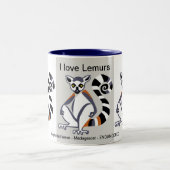 野生生物 – 私はLEMURSを愛している – 自然- ツートーンマグカップ (中央)