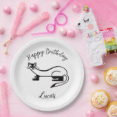 野生生物 – 黒足FERRET -ハッピーバースデー- ペーパープレート (パーティー)