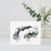 *~*野生生物AP18雪北極白地キツネ ポストカード (スタンド正面)