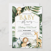 野生男女兼用のサファリ風の赤ちゃんシャワー 招待状 (正面)