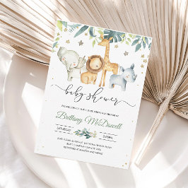 野生男女兼用のサファリ風の赤ちゃんシャワー 招待状