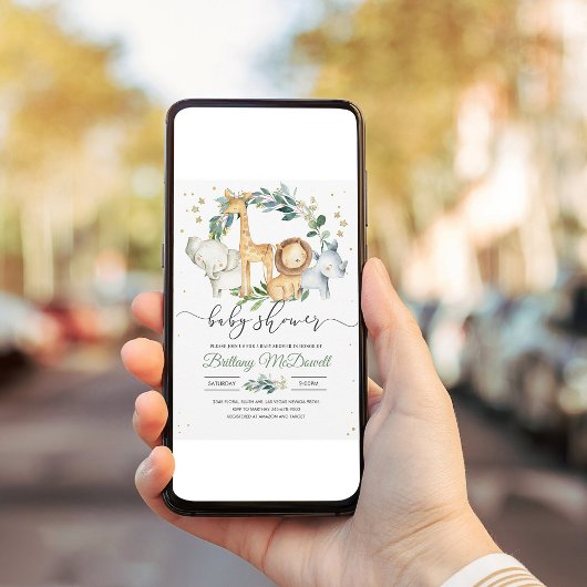 野生男女兼用のサファリ風の赤ちゃんシャワー 招待状