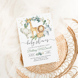 野生男女兼用のサファリ風の赤ちゃんシャワー 招待状