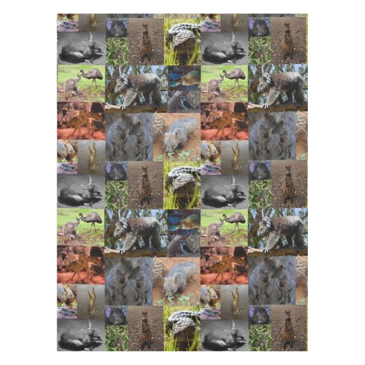 野生疑問に思：オーストラリアのフォトコラージュの魅惑 テーブルクロス (正面)