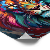 野生素晴らし動物ポートレートラカラフルオンヘッド ポスター (角)