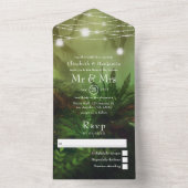 野生素朴のウッドラ結婚ンドの緑が一斉に オールインワン招待状 (内側)