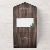 野生素朴のウッドラ結婚ンドの緑が一斉に オールインワン招待状 (外側)