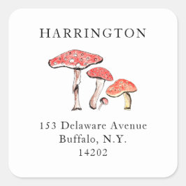 野生素朴のキノコの手エレガント引きアドレス スクエアシール