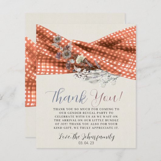 野生素朴の花の性別がサンキューカードを明らかにする。 (正面/裏面)