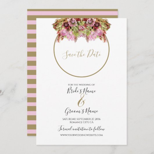 野生素朴の花の結婚花束 セーブザデート (正面/裏面)