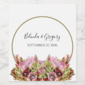 野生素朴の花の結婚花束 ワインラベル (シングルラベル)