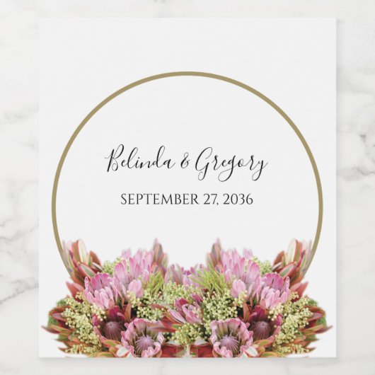 野生素朴の花の結婚花束 ワインラベル (シングルラベル)