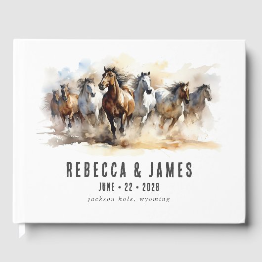 野生素朴の馬の農場の馬の国の結婚式 ゲストブック (正面)