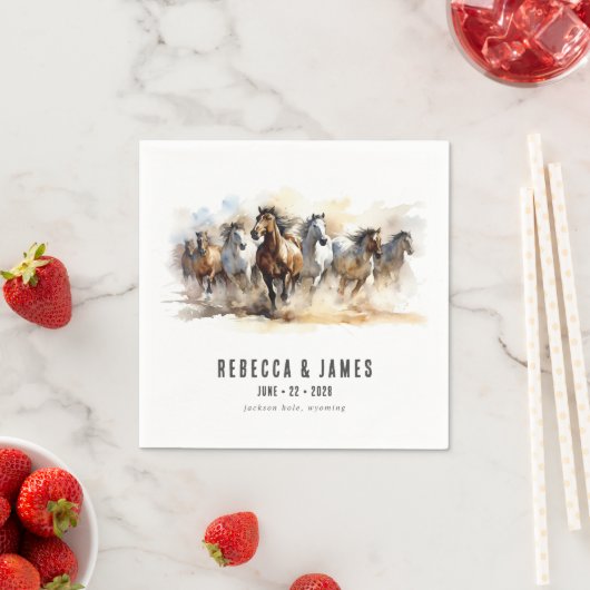 野生素朴の馬の農場の馬の国の結婚式 スタンダードカクテルナプキン (インサイチュ)
