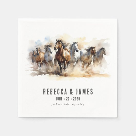 野生素朴の馬の農場の馬の国の結婚式 スタンダードカクテルナプキン (正面)