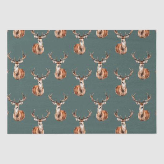 野生素朴の鹿の緑の水色 薄葉紙 (正面)