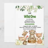 野生素朴の1つの森の生き物の赤ちゃんシャワー 招待状 (正面/裏面)