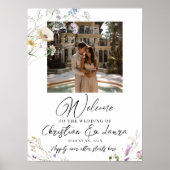 野生結婚の花の写真の歓迎サイン ポスター (正面)