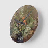 野生花のアルフレッド・シスレー|の静物画 ラウンド壁時計 (傾斜)
