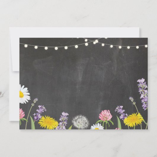 野生花のチョークの退職の退職したな花の写真 招待状 (裏面)