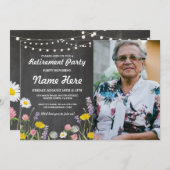 野生花のチョークの退職の退職したな花の写真 招待状 (正面/裏面)