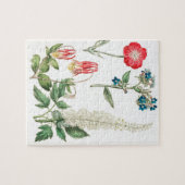 野生花のヴィンテージの植物のプリント ジグソーパズル (横)