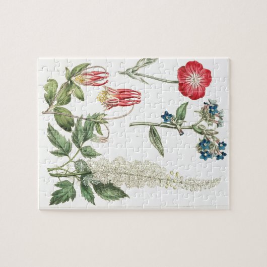 野生花のヴィンテージの植物のプリント ジグソーパズル (横)