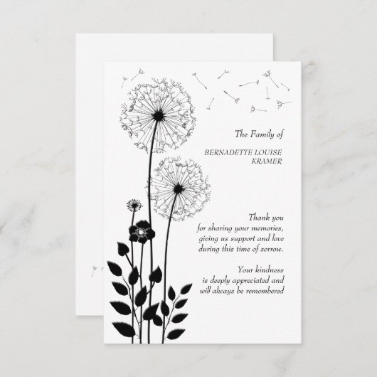 野生花の死別のサンキューカード サンキューカード (正面/裏面)