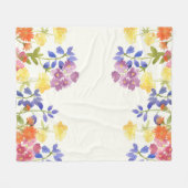 野生花の水彩画のカラフルなフリースブランケット フリースブランケット (正面(横))