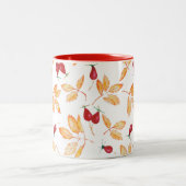 野生花の水彩画は上がりました ツートーンマグカップ (中央)