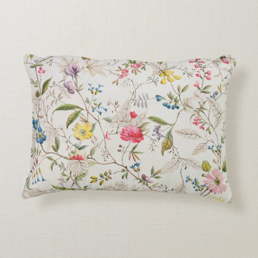 野生花は絹材料、c.1790のために設計します(w/c アクセントクッション (裏面)
